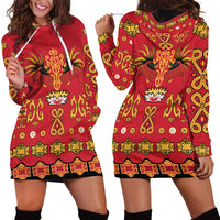 Papua Batik Motif Hoodie Dress Papua Spirit Red Version - Polynesian Pride