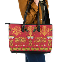 Papua Batik Motif Leather Tote Bag Papua Spirit Red Version LT05 - Polynesian Pride