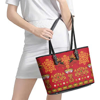 Papua Batik Motif Leather Tote Bag Papua Spirit Red Version LT05 - Polynesian Pride