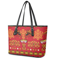 Papua Batik Motif Leather Tote Bag Papua Spirit Red Version LT05 - Polynesian Pride