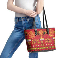 Papua Batik Motif Leather Tote Bag Papua Spirit Red Version LT05 - Polynesian Pride