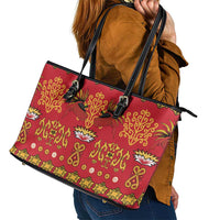 Papua Batik Motif Leather Tote Bag Papua Spirit Red Version LT05 - Polynesian Pride