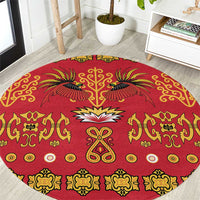 Papua Batik Motif Round Carpet Papua Spirit Red Version LT05 Red - Polynesian Pride