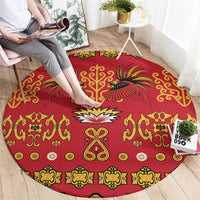 Papua Batik Motif Round Carpet Papua Spirit Red Version LT05 - Polynesian Pride