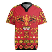 Papua Batik Motif Rugby Jersey Papua Spirit Red Version - Polynesian Pride