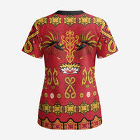 Papua Batik Motif Scrub Top Papua Spirit Red Version - Polynesian Pride