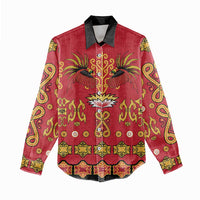 Papua Batik Motif Women Casual Shirt Papua Spirit Red Version LT05 - Polynesian Pride