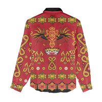 Papua Batik Motif Women Casual Shirt Papua Spirit Red Version LT05 - Polynesian Pride