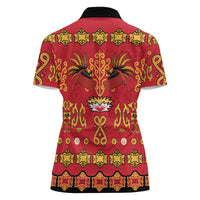 Papua Batik Motif Women Polo Shirt Papua Spirit Red Version - Polynesian Pride