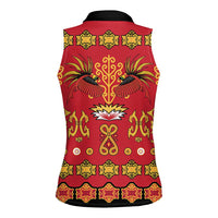Papua Batik Motif Women Sleeveless Polo Shirt Papua Spirit Red Version LT05 - Polynesian Pride