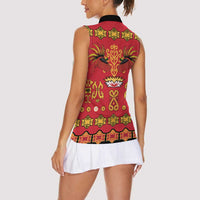 Papua Batik Motif Women Sleeveless Polo Shirt Papua Spirit Red Version LT05 - Polynesian Pride