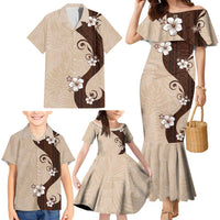 Polynesia Hibiscus Family Matching Mermaid Dress and Hawaiian Shirt Cameo Curve Motif LT05 - Polynesian Pride