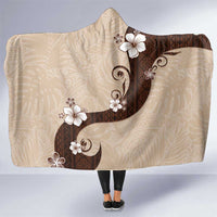 Polynesia Hibiscus Hooded Blanket Cameo Curve Motif LT05 One Size Beige - Polynesian Pride