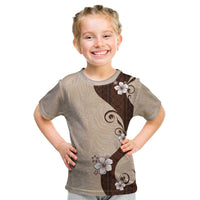 Polynesia Hibiscus Kid T Shirt Cameo Curve Motif LT05 Beige - Polynesian Pride