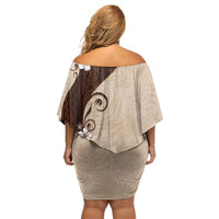 Polynesia Hibiscus Off Shoulder Short Dress Cameo Curve Motif LT05 - Polynesian Pride