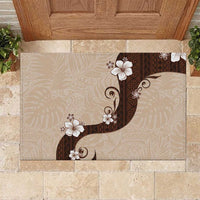 Polynesia Hibiscus Rubber Doormat Cameo Curve Motif LT05 Beige - Polynesian Pride