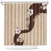 Polynesia Hibiscus Shower Curtain Cameo Curve Motif LT05 Beige - Polynesian Pride