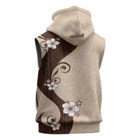 Polynesia Hibiscus Sleeveless Zip Hoodie Cameo Curve Motif - Polynesian Pride