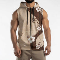 Polynesia Hibiscus Sleeveless Zip Hoodie Cameo Curve Motif - Polynesian Pride