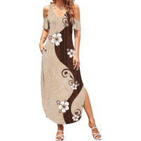 Polynesia Hibiscus Summer Maxi Dress Cameo Curve Motif - Polynesian Pride