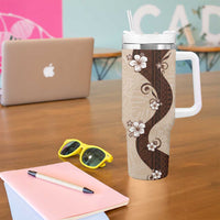 Polynesia Hibiscus Tumbler With Handle Cameo Curve Motif - Polynesian Pride