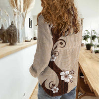 Polynesia Hibiscus Women Casual Shirt Cameo Curve Motif LT05 - Polynesian Pride