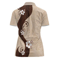 Polynesia Hibiscus Women Polo Shirt Cameo Curve Motif - Polynesian Pride