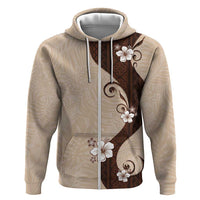 Polynesia Hibiscus Zip Hoodie Cameo Curve Motif - Polynesian Pride