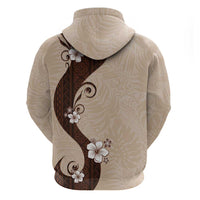 Polynesia Hibiscus Zip Hoodie Cameo Curve Motif - Polynesian Pride