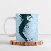 Polynesia Hibiscus Ceramic Mug Sky Blue Curve Motif - Polynesian Pride
