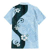 Polynesia Hibiscus Family Matching Mermaid Dress and Hawaiian Shirt Sky Blue Curve Motif LT05 - Polynesian Pride