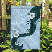 Polynesia Hibiscus Garden Flag Sky Blue Curve Motif LT05 Garden Flag Blue - Polynesian Pride