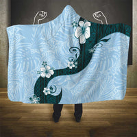 Polynesia Hibiscus Hooded Blanket Sky Blue Curve Motif LT05 - Polynesian Pride