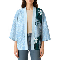 Polynesia Hibiscus Kimono Sky Blue Curve Motif LT05 - Polynesian Pride