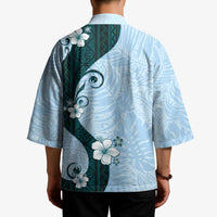 Polynesia Hibiscus Kimono Sky Blue Curve Motif LT05 - Polynesian Pride