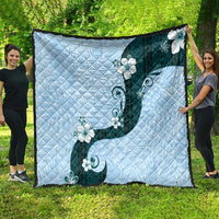 Polynesia Hibiscus Quilt Sky Blue Curve Motif LT05 - Polynesian Pride