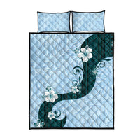 Polynesia Hibiscus Quilt Bed Set Sky Blue Curve Motif - Polynesian Pride