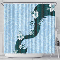 Polynesia Hibiscus Shower Curtain Sky Blue Curve Motif LT05 - Polynesian Pride