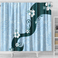 Polynesia Hibiscus Shower Curtain Sky Blue Curve Motif LT05 - Polynesian Pride
