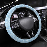 Polynesia Hibiscus Steering Wheel Cover Sky Blue Curve Motif - Polynesian Pride