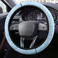 Polynesia Hibiscus Steering Wheel Cover Sky Blue Curve Motif - Polynesian Pride