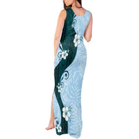 Polynesia Hibiscus Tank Maxi Dress Sky Blue Curve Motif LT05 - Polynesian Pride