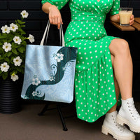 Polynesia Hibiscus Tote Bag Sky Blue Curve Motif - Polynesian Pride