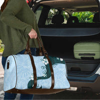 Polynesia Hibiscus Travel Bag Sky Blue Curve Motif - Polynesian Pride