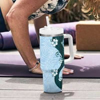 Polynesia Hibiscus Tumbler With Handle Sky Blue Curve Motif LT05 - Polynesian Pride