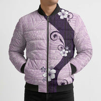Polynesia Hibiscus Bomber Puffer Jacket Thistle Curve Motif - Polynesian Pride