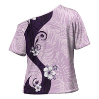 Polynesia Hibiscus Cross Shoulder Shirt Thistle Curve Motif - Polynesian Pride