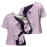 Polynesia Hibiscus Cross Shoulder Shirt Thistle Curve Motif - Polynesian Pride