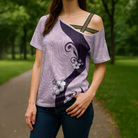 Polynesia Hibiscus Cross Shoulder Shirt Thistle Curve Motif - Polynesian Pride