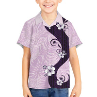 Polynesia Hibiscus Kid Hawaiian Shirt Thistle Curve Motif LT05 Kid Purple - Polynesian Pride